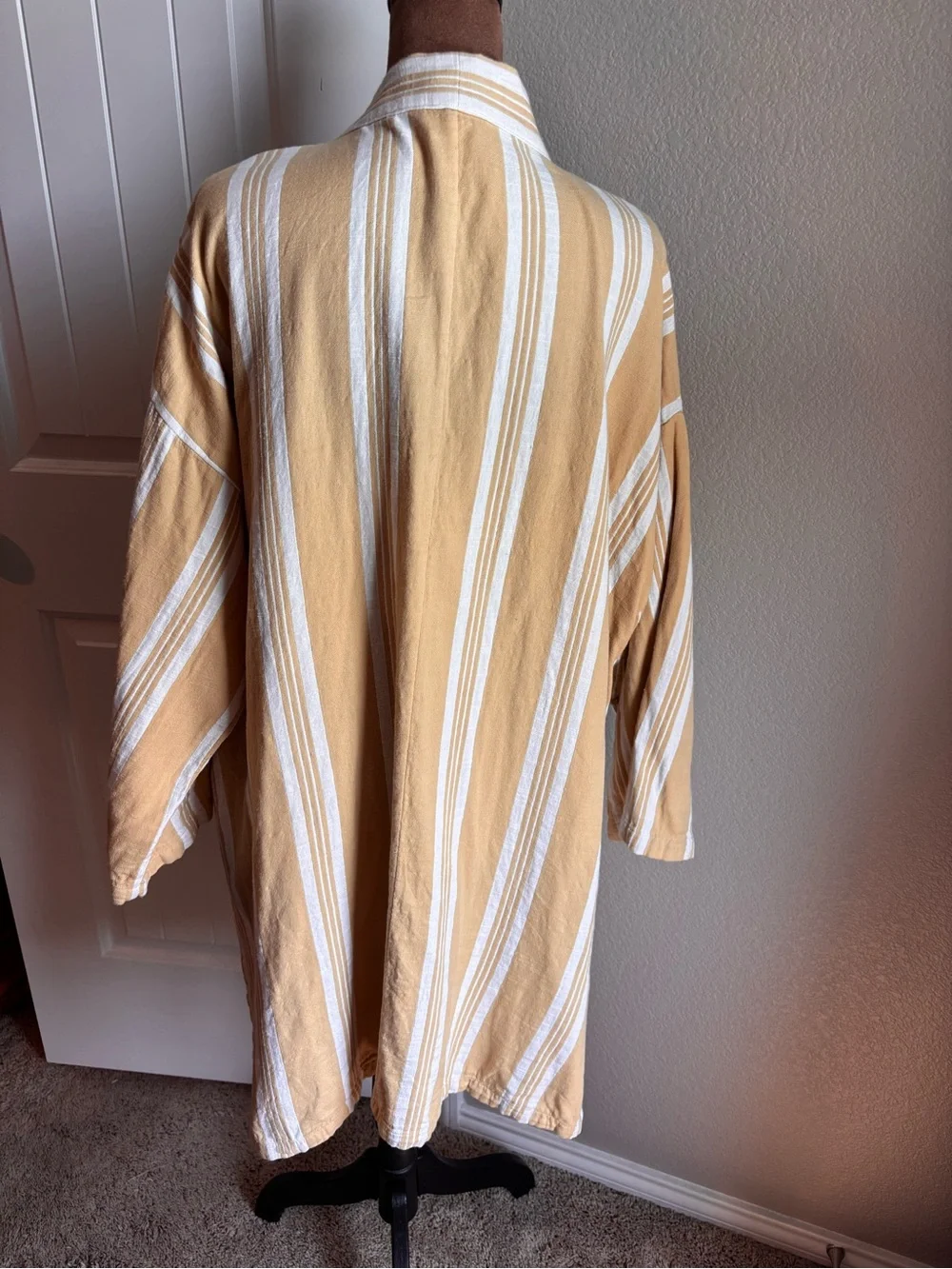 Eileen Fisher Organic Cotton Striped Long Cardigan Duster OS (XL/XXL)